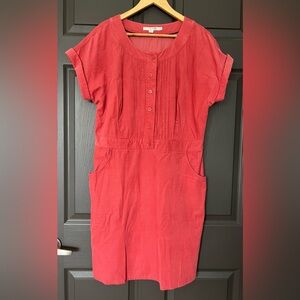 Boden Button-Up Corduroy Pink Dress Size 12R